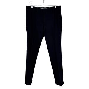 Luigi Fusaro Wool Dress Pants Men size US 32 IT 48 Navy Blue Flannel 33" inseam